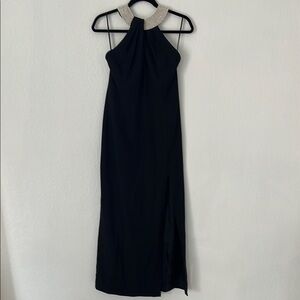 A.J. Bari Black Halter Gown Cocktail Dress